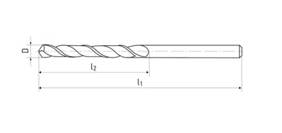 Сверло спиральное экстра длинное ц/х Ø 8 l1=305 HSS DIN1869 ZPS-FN