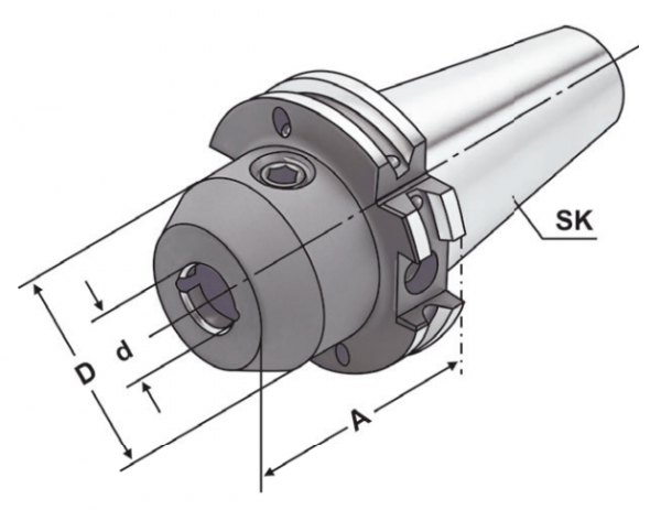 Оправка SK 40/32 A=100 DIN69871 для концевых фрез DIN 1835-B с каналами для СОЖ