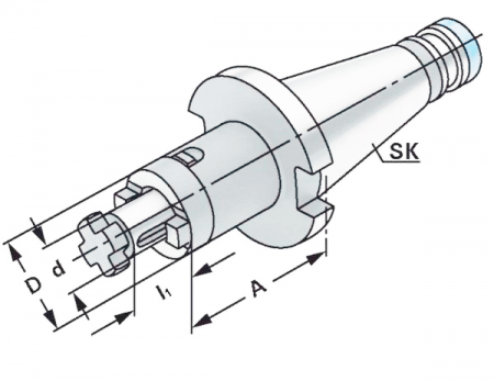 Оправка SK40/22 DIN2080 для насадных торцевых фрез по DIN 6358