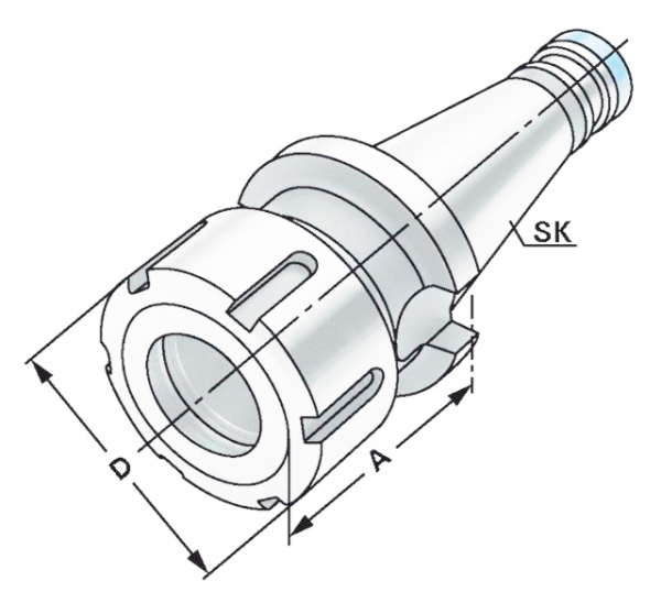 Патрон цанговый SK40 DIN2080 OZ16 2-16 по DIN 6388 (ISO 10897)