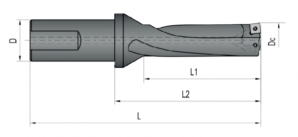 Сверло корпусное со сменными пластинами Ø57 5xD C40-5D57-290SP09