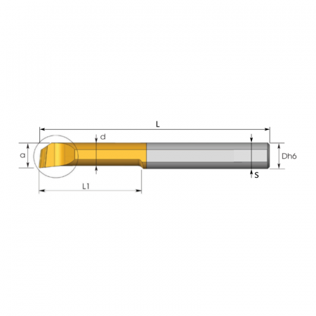 Мини-резец FQ-04104020L Dh6=4 для внутреннего растачивания