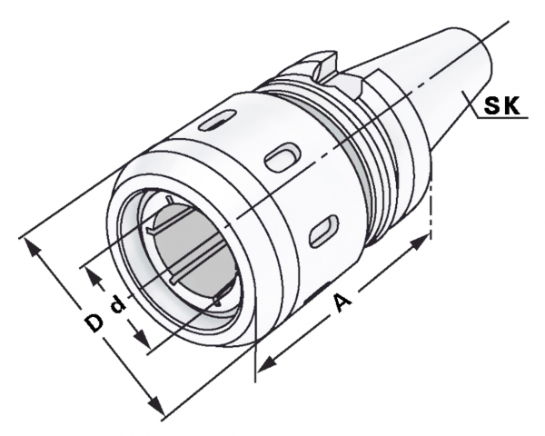 Силовой фрезерный патрон BT40 SMC25/25 A=100 MAS 403 BT (JIS B 6339)