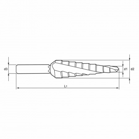 Сверло ступенчатое по металлу Ruko 4-30мм HSS-G 14ступ. L=100мм d=1/4" 101052H